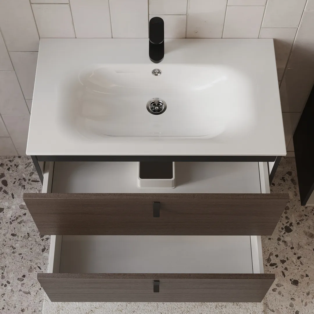 Тумба с раковиной подвесная (80см) Terminus Kontur KON10802200001O, венге/графит