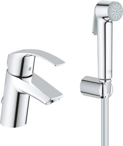 Смеситель для раковины с душем GROHE Eurosmart с минибиде лейкой, хром (арт. 23124002)
