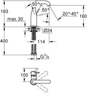Смеситель для раковины GROHE Essence New стандартный, хром (арт. 23463001)