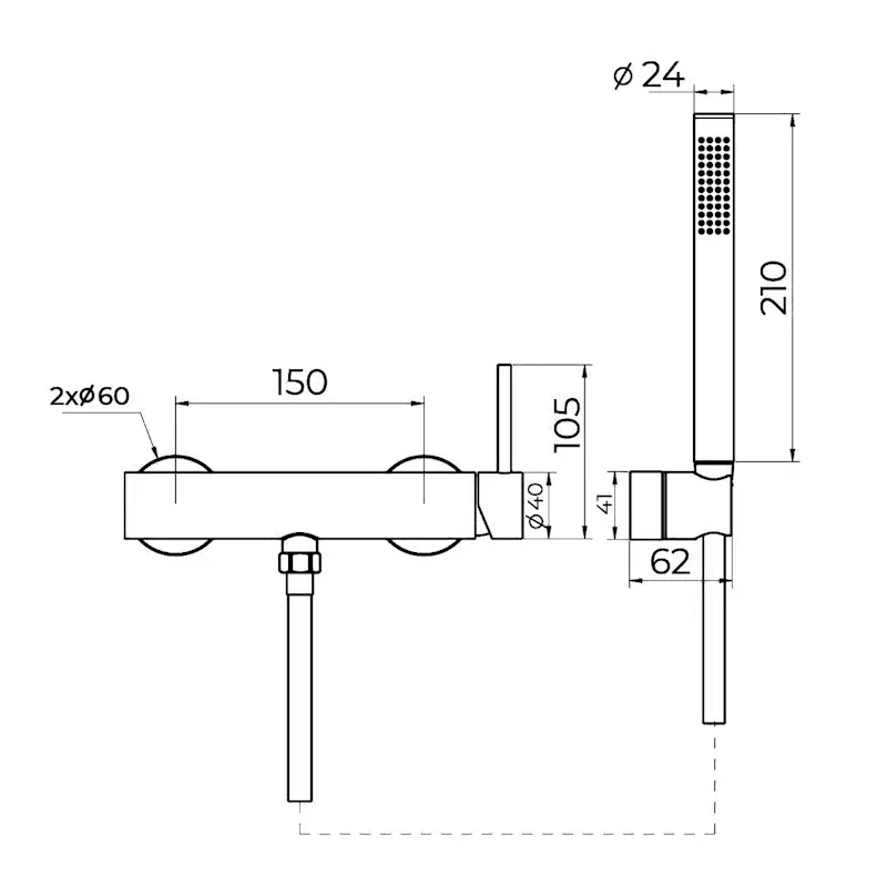 Смеситель для душа Knotlor SS-22/RB, бронза
