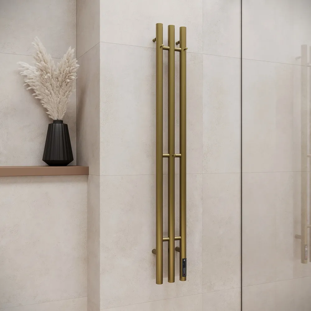 Полотенцесушитель электрический Terminus Стойка TRES круг 120, золото арт