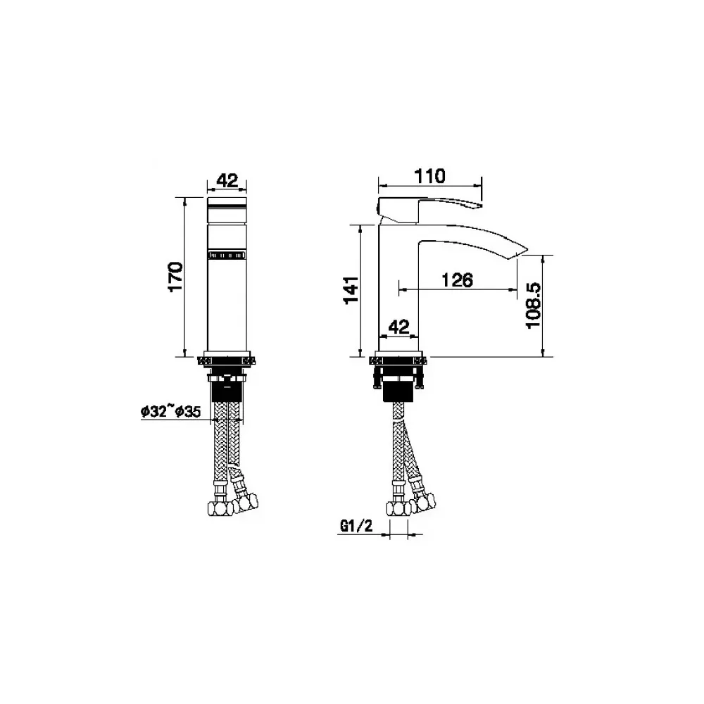 Смеситель для раковины FILARETE Waterfall FL5010BL, черный