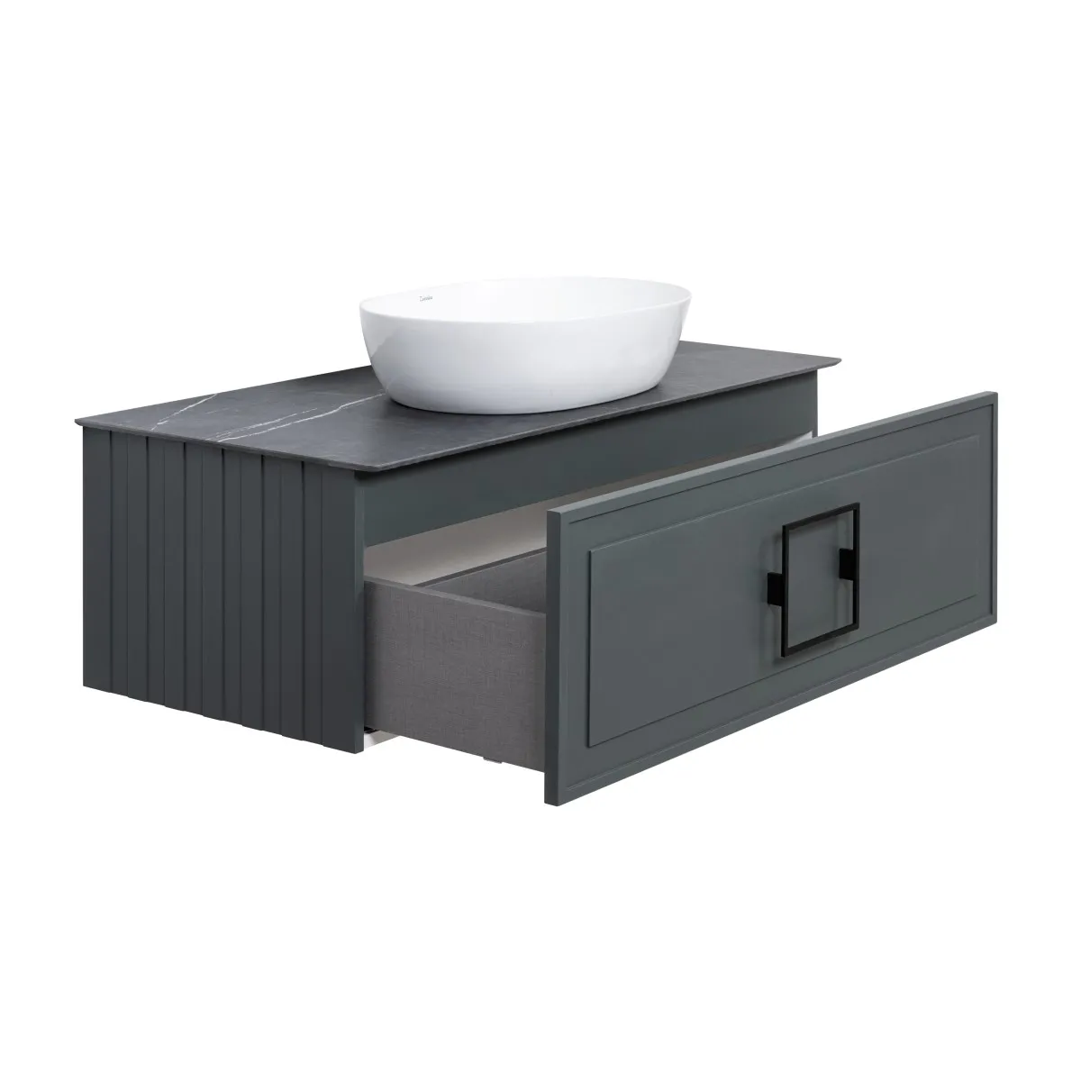 Тумба под раковину подвесная La Fenice Cubo FNC-01-CUB-G-90, серо-зеленая