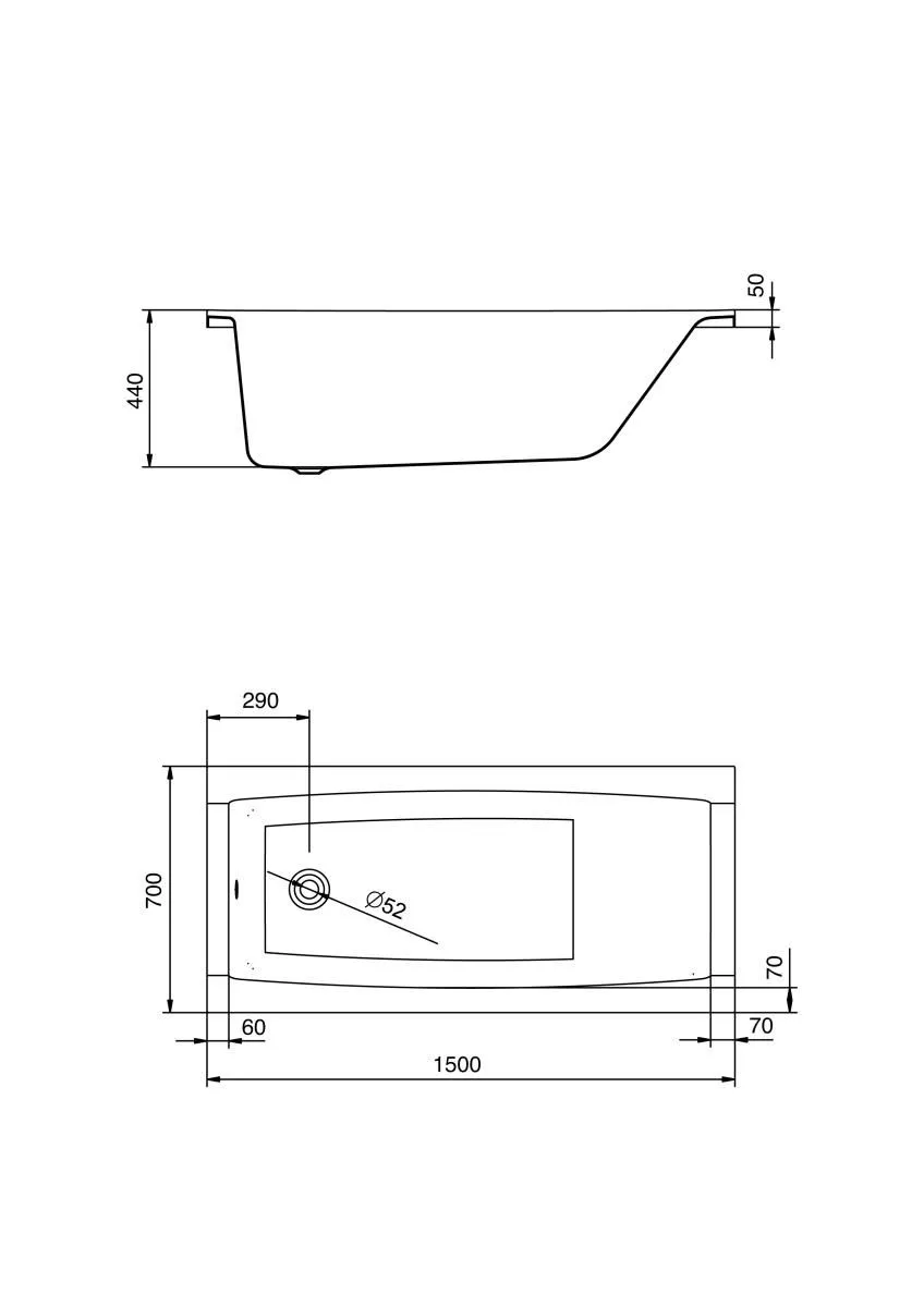 Акриловая ванна Santek Санторини 150х70 1.WH30.2.497
