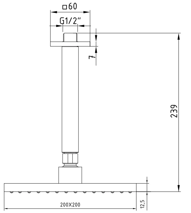 Квадратный E.C.A. TIERA верхний душ 200x200мм матовый черный 102145032C1EX