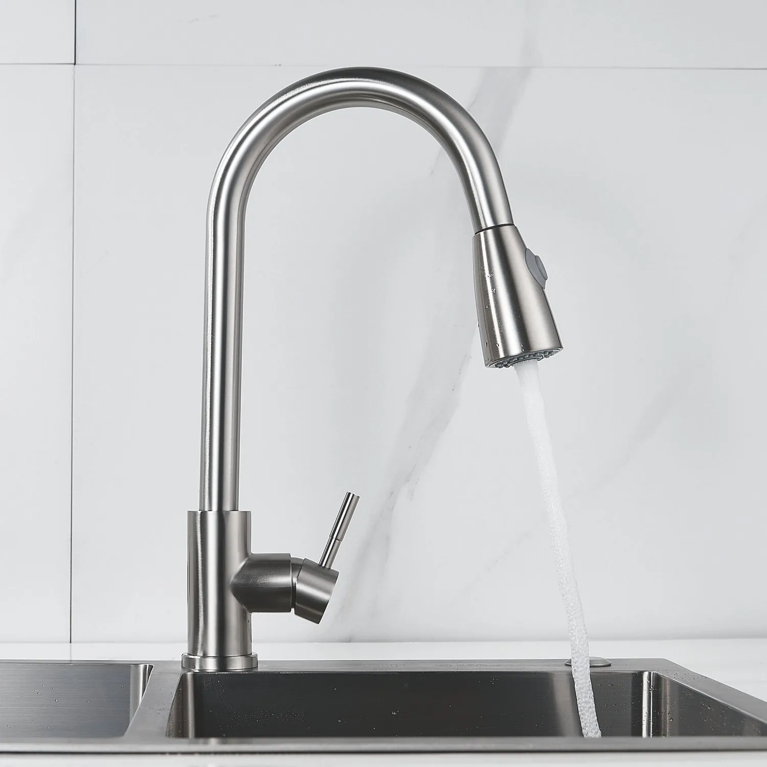 Смеситель для кухни с выдвижным изливом Raffine F213L, сатин