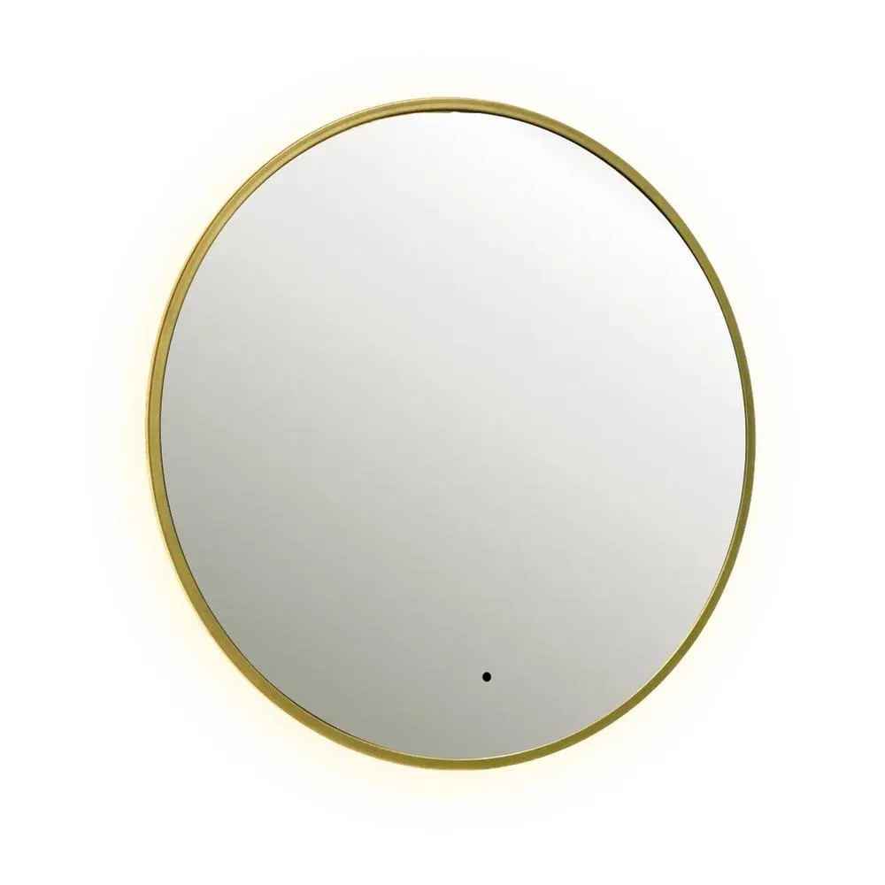 Зеркало Dreja SHINE 80х80 см, метал. рама, золото, беск. сенсор,  LED-подсветка, диммер
