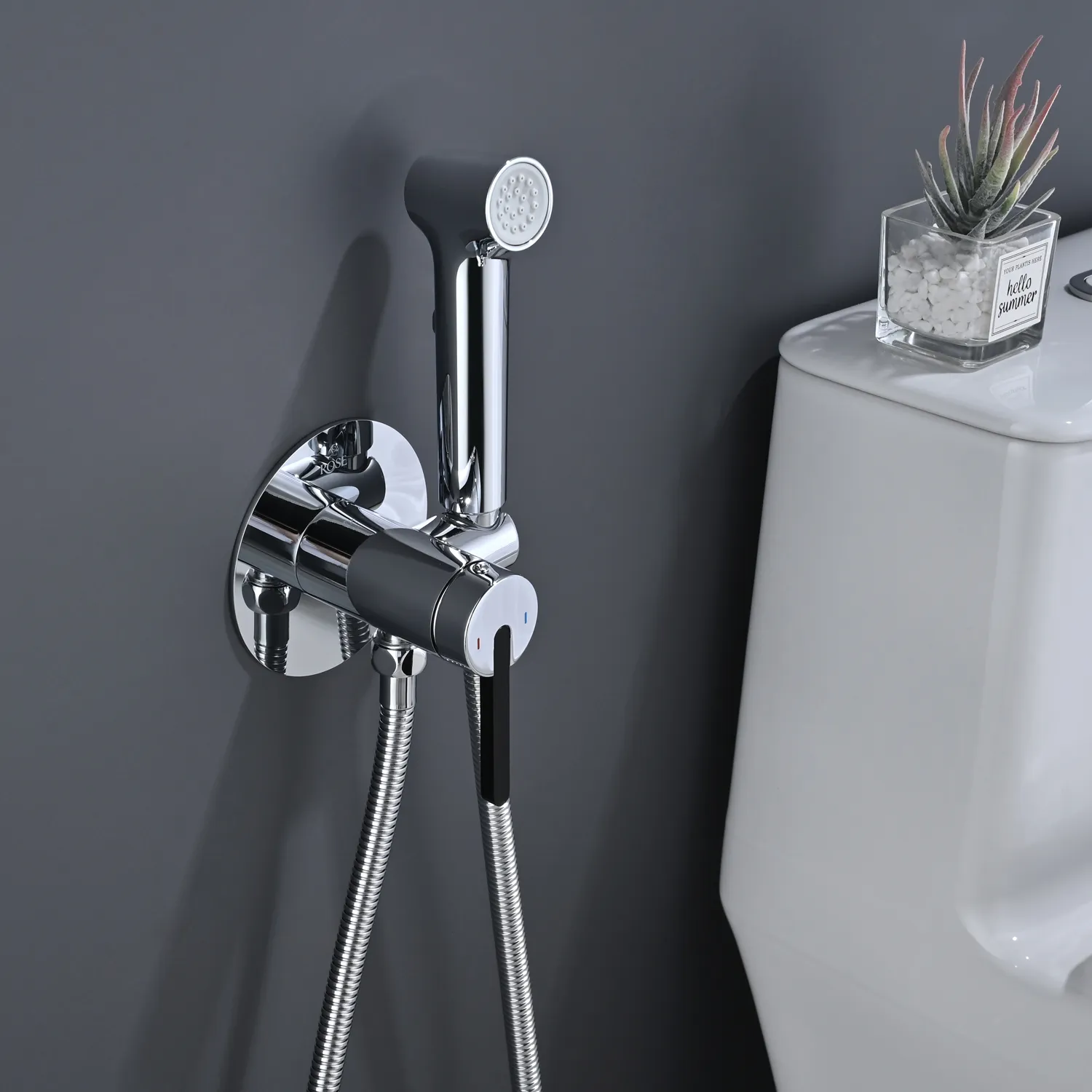 Гигиенический душ со смесителем Rose R235, хром