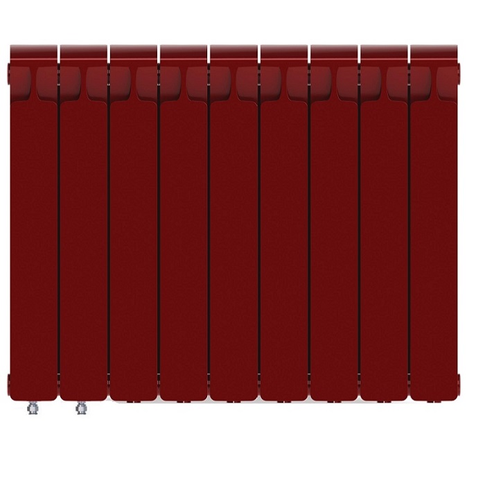 Биметаллический радиатор Rifar Monolit Ventil 300/9 секций, с нижним левым подключением (VL), бордо