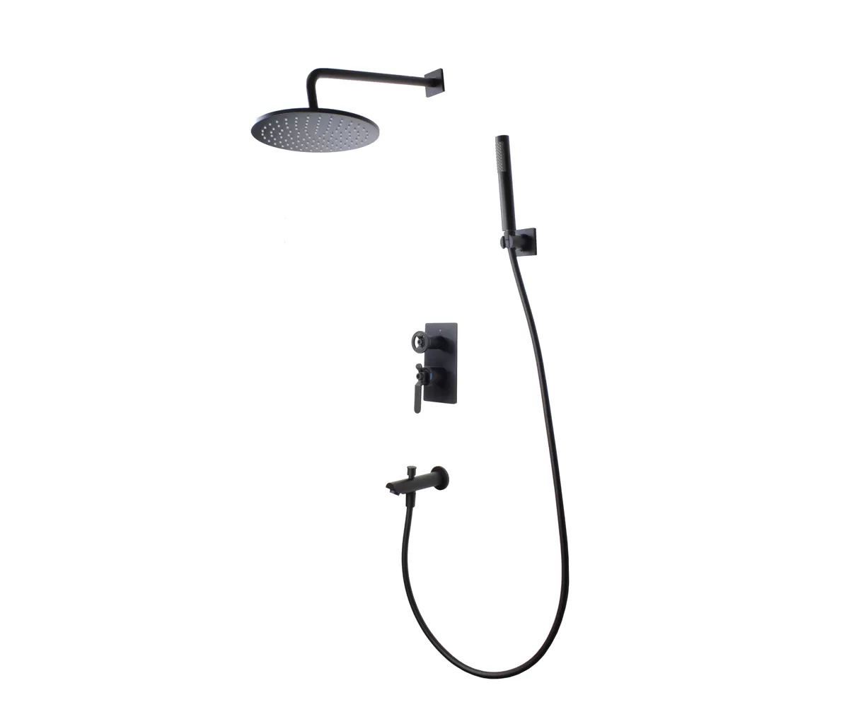 Душевой комплект Bronze de Luxe 1760'S LOFT встраиваемый матовый черный (6630SB)