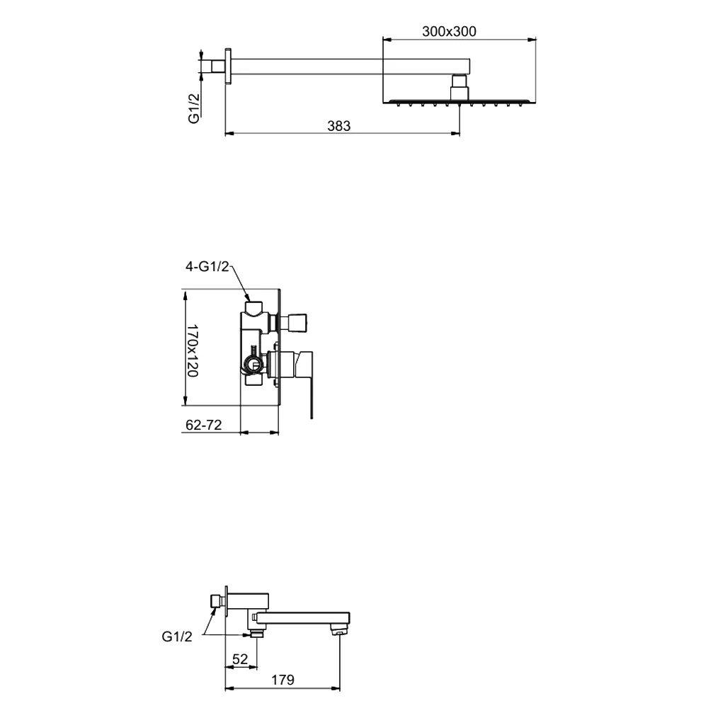Душевая система встраиваемая FRAP F71802-6, черный