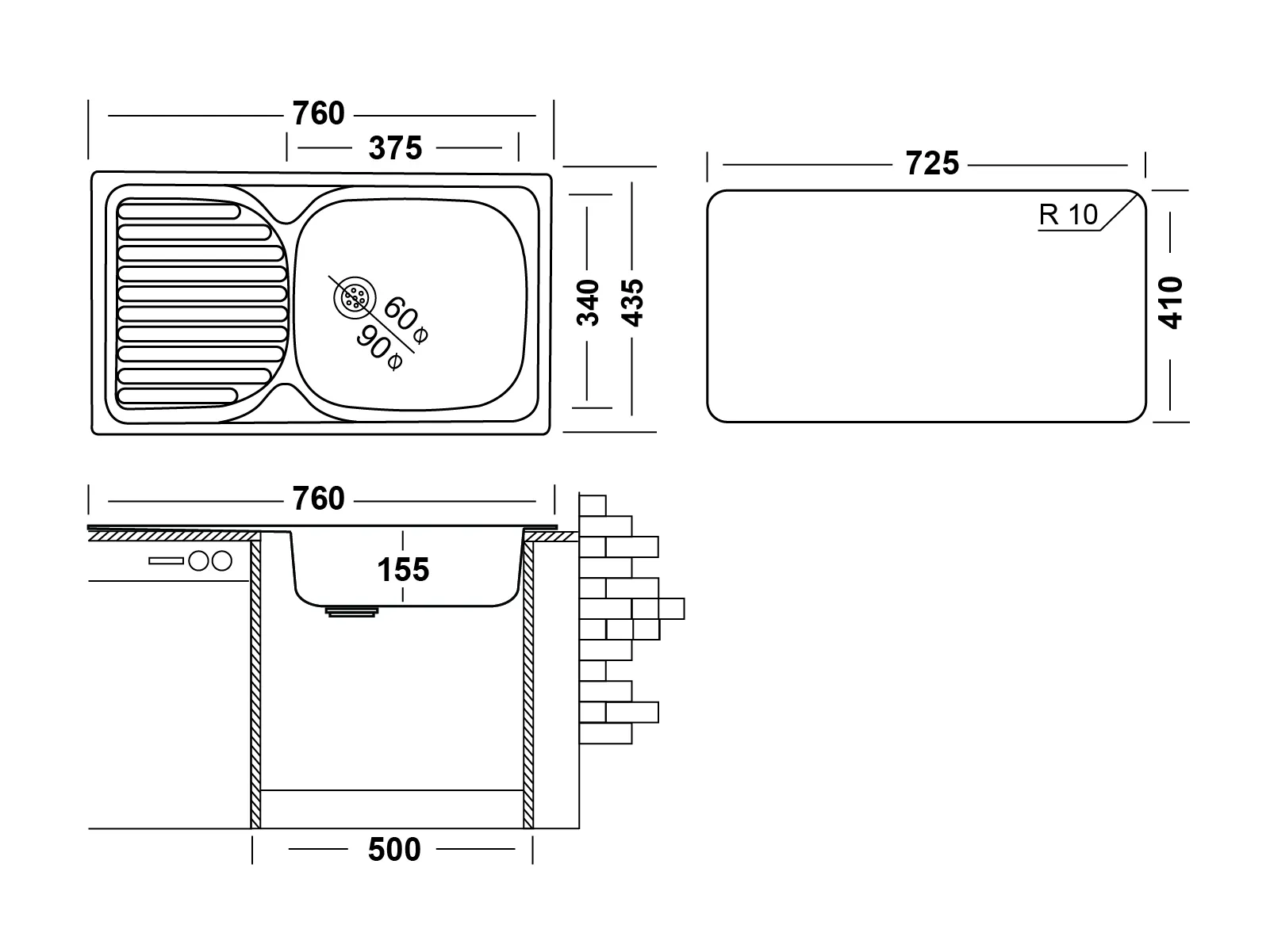 Кухонная мойка UKINOX Классика CLM760.435 ---5K 2L, 43,5*76