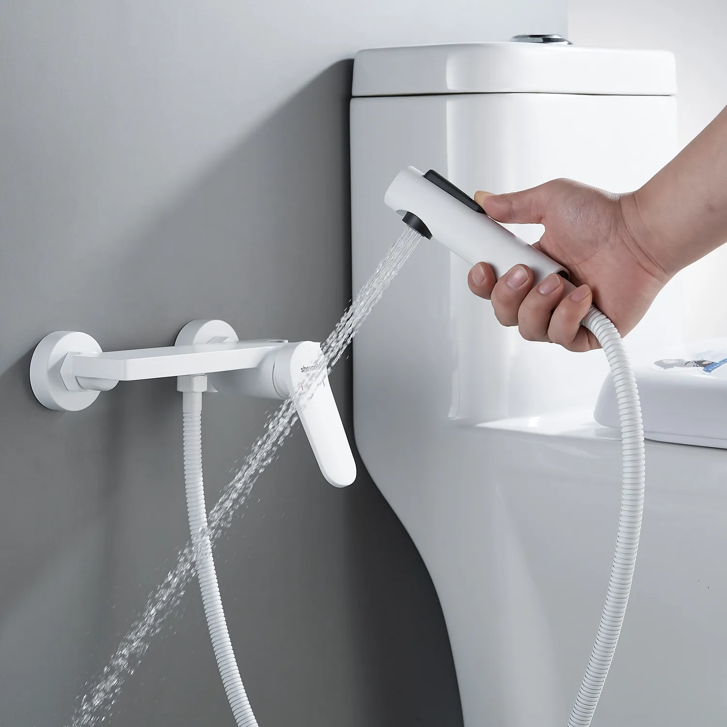 Гигиенический душ со смесителем Shevanik S4305C-1, белый