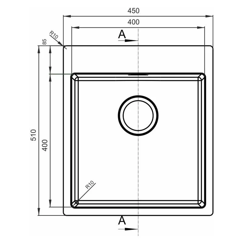 Кухонная мойка Florentina ЛОГИКА-НМ LHM.450.510.B.10.S.10, нержавеющая сталь