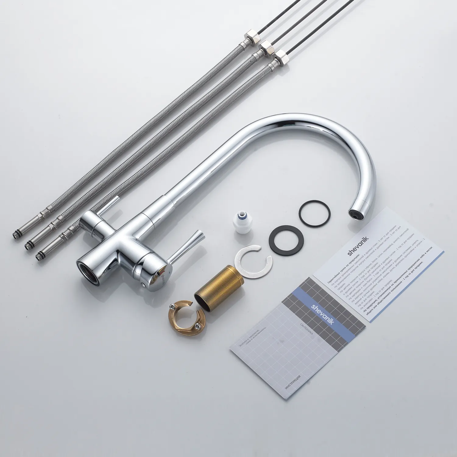 Смеситель для кухни с подключением фильтра Shevanik S428, хром