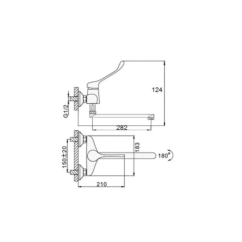 Смеситель для ванны с хирургической ручкой D-Lin D140427, хром