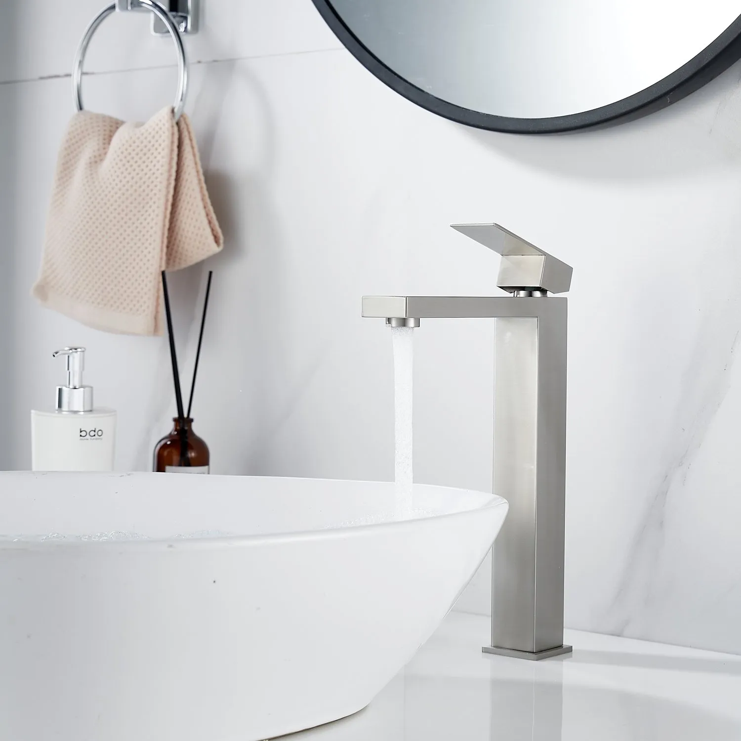 Смеситель для раковины высокий Shevanik S7011L, сатин