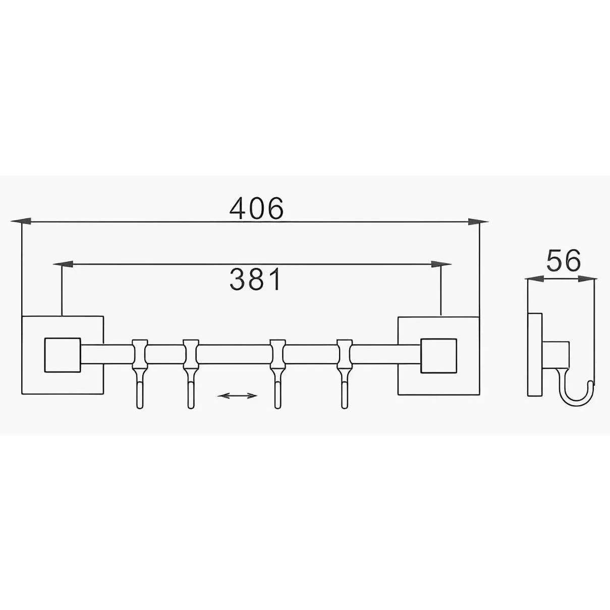 Планка с крючками для полотенец D-Lin D288222-4, черный