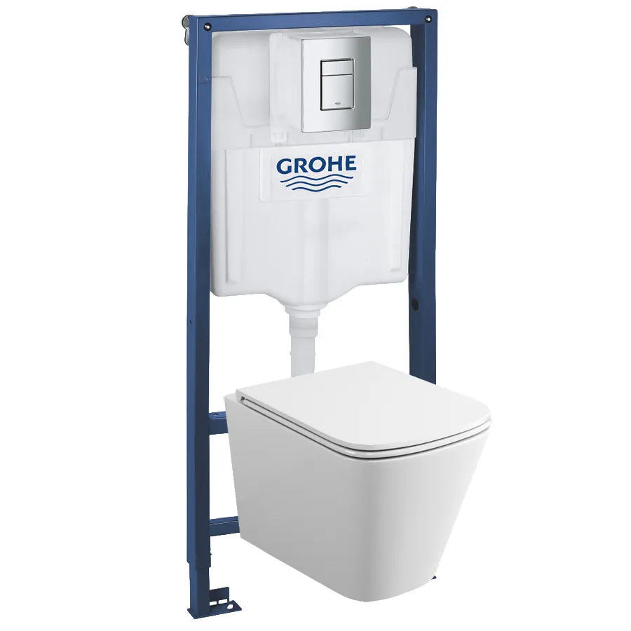 Комплект инсталляция и унитаз подвесной безободковый Grohe Rapid SL GH, белый (39184001)