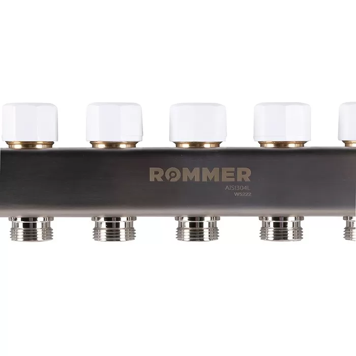 Коллектор Rommer 1"x3/4" на 6 контуров с расходомерами и запорными клапанами (RMS-1201-000006)