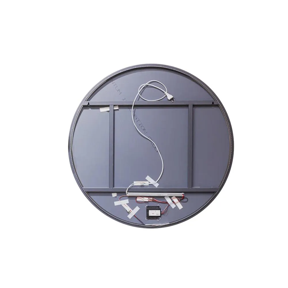 Зеркало Dreja SHINE 80х80 см, метал. рама, графит, беск. сенсор,  LED-подсветка, диммер