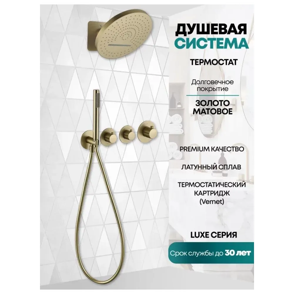 Душевая система встраиваемая (без излива) Grocenberg GB5020MG, матовое золото