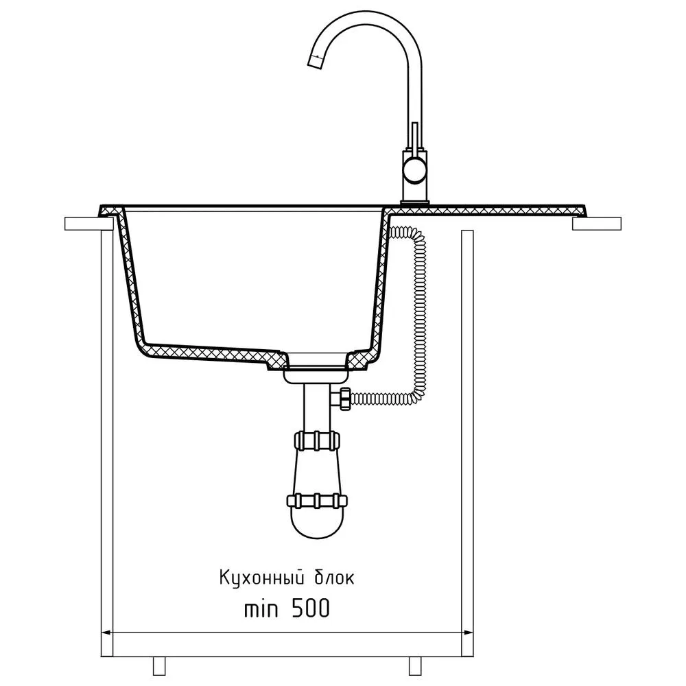 Кухонная мойка GranFest QUADRO 650L, кашемир