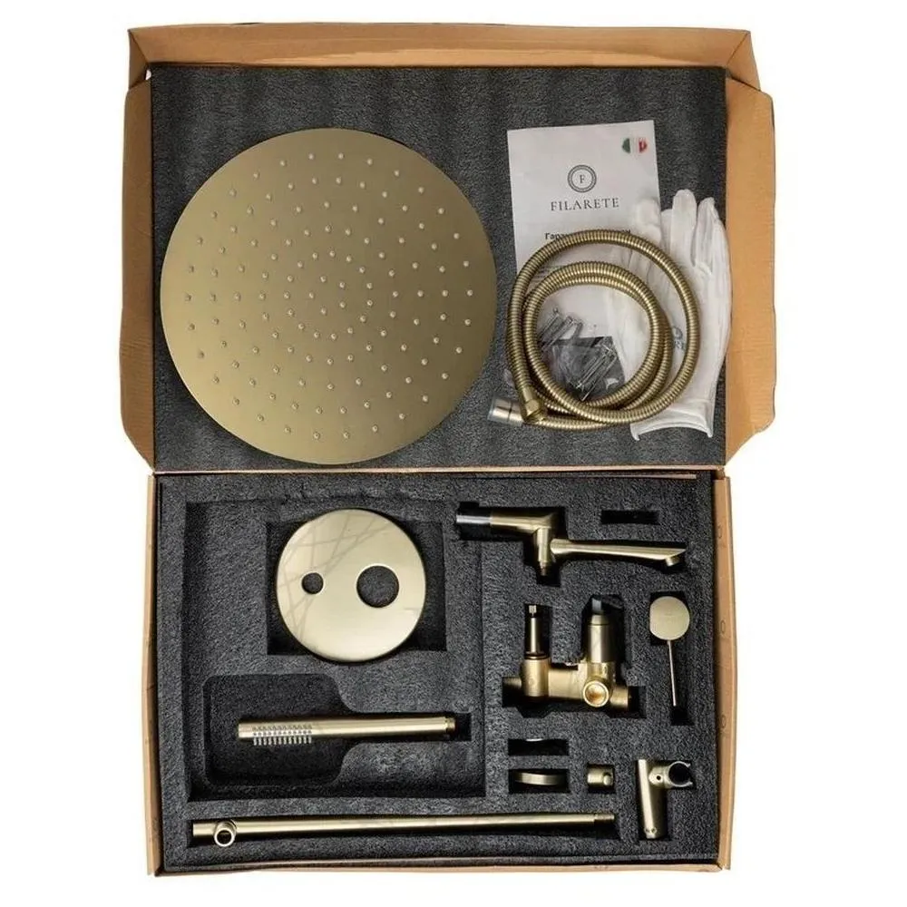 Душевая система встраиваемая FILARETE Roun FL1020MG, матовое золото