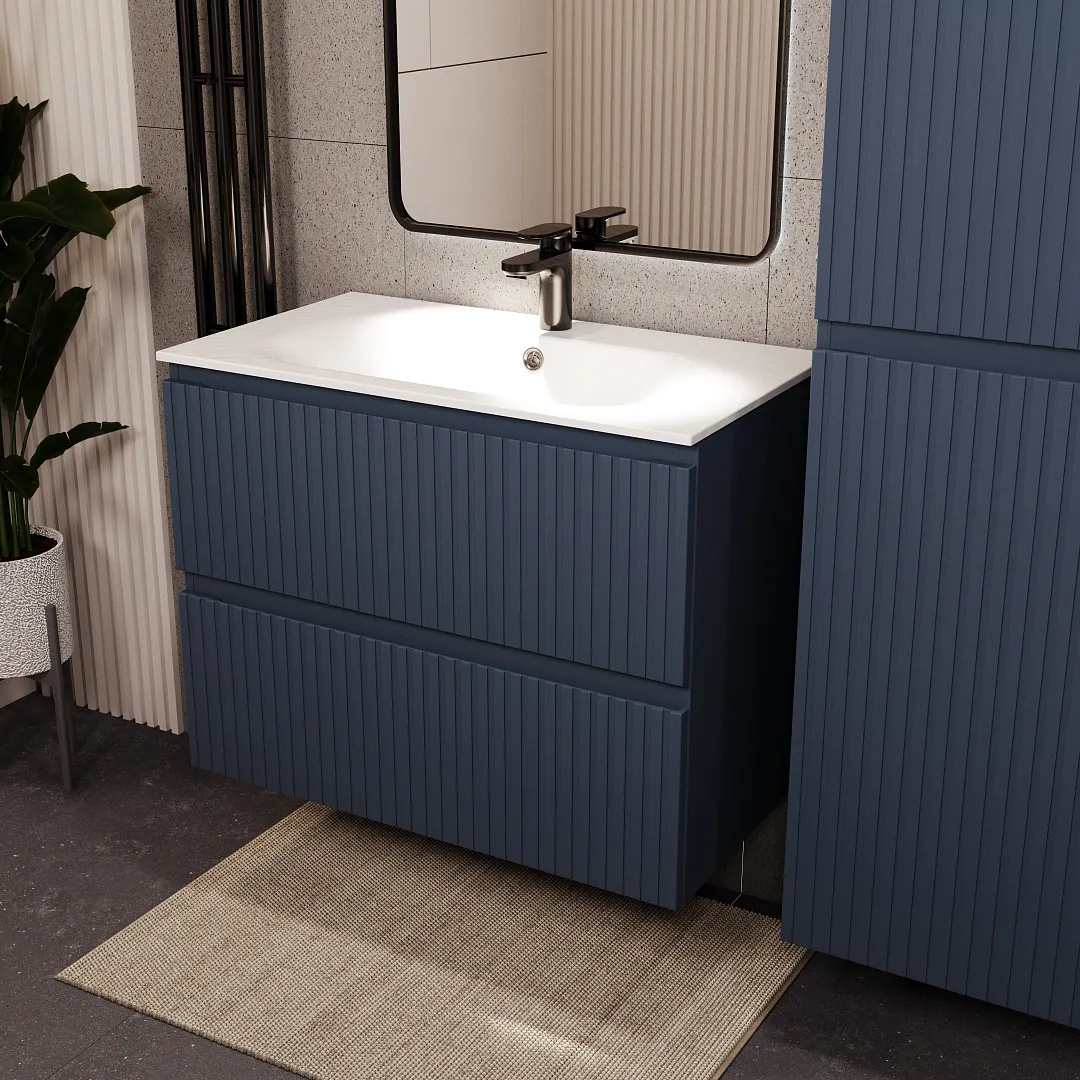 Тумба с раковиной подвесная (80см) Terminus Vatikan VAT10802703101O, серый шёлк