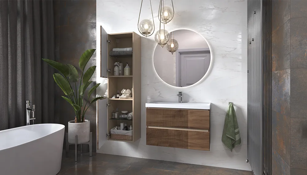 Тумба под раковину Velvex Mondi 800-0-2 (Madera Classica Slim) навесная акация темная (308 акация темная)