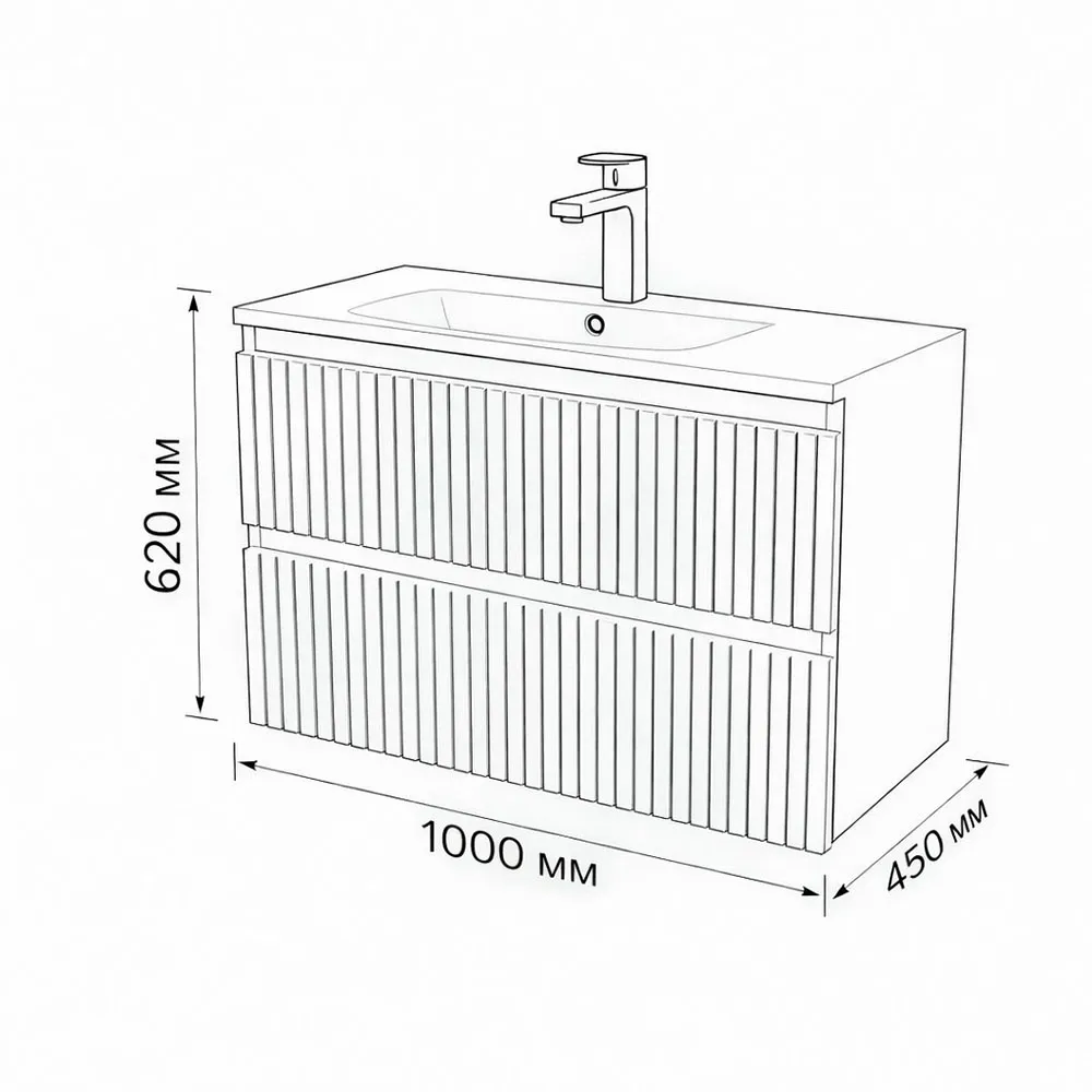 Тумба с раковиной подвесная (100см) Terminus Vatikan VAT101002703101O, серый шёлк