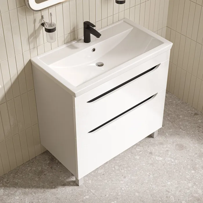 Тумба с умывальником, напольная, 80 см, белый, Ray, IDDIS, RAY80WFi95K