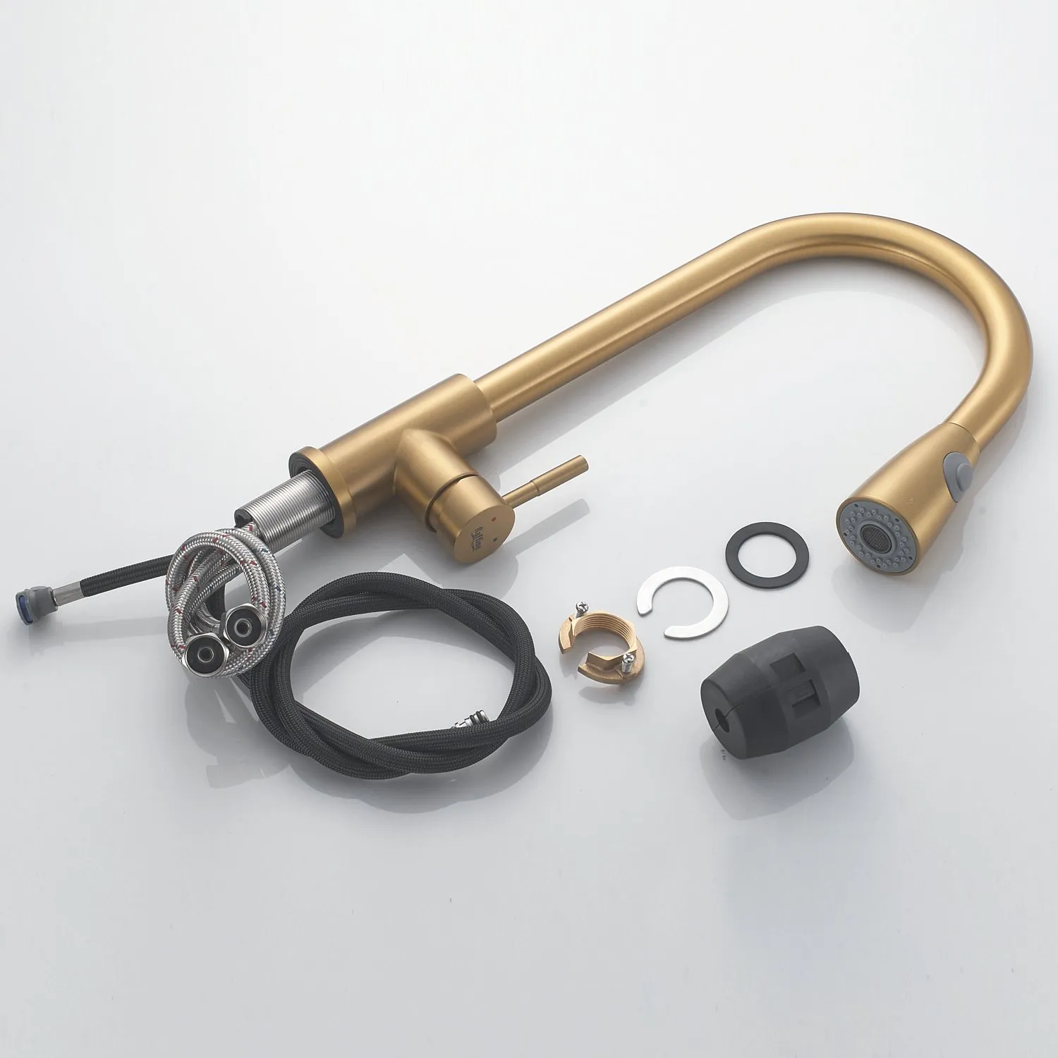 Смеситель для кухни с выдвижным изливом Raffine F213G, золотой сатин