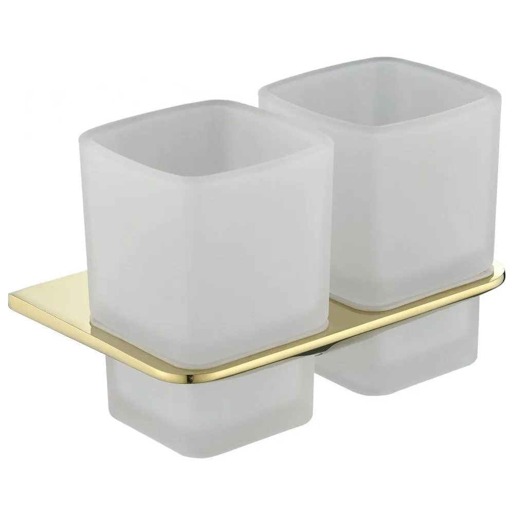 Стакан для ванной комнаты двойной Grocenberg AC0056GO, золото