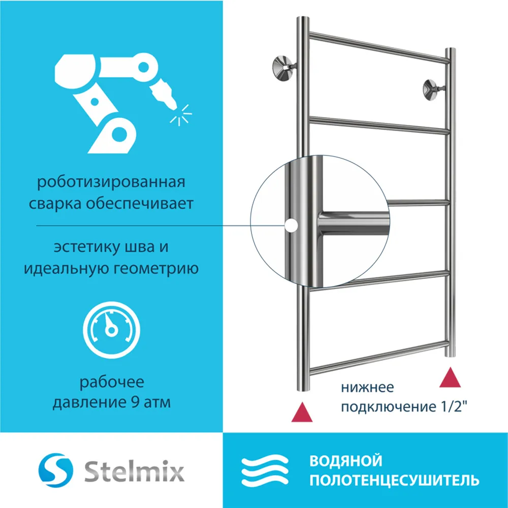 Полотенцесушитель водяной Stelmix 80x50 см, прямой