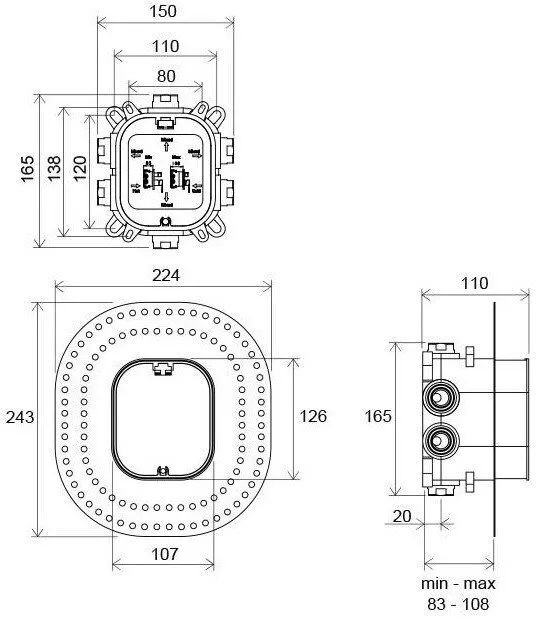 Скрытая часть смесителя Ravak R-Box Vari RB 072.50 X070139