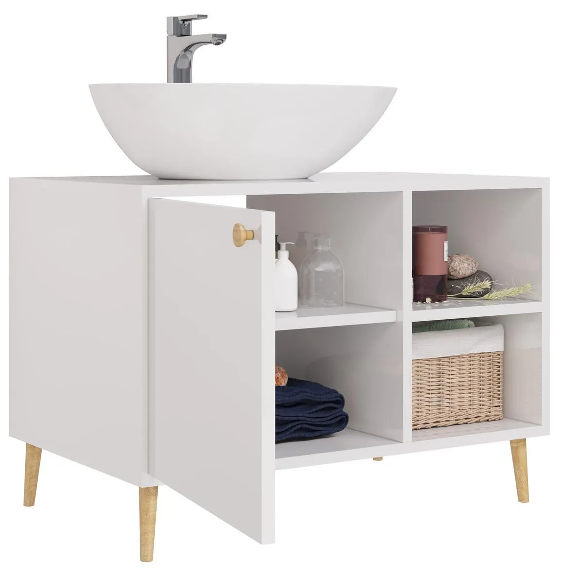 Тумба с раковиной напольная Dreja Luno 80 см, белый