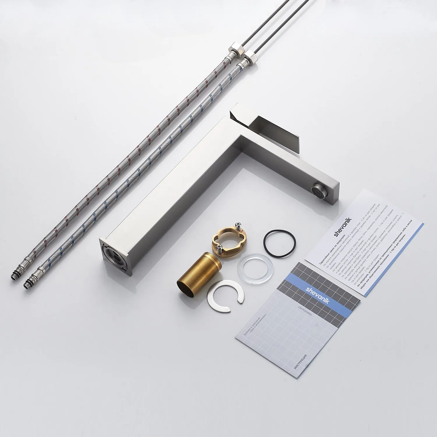 Смеситель для раковины высокий Shevanik S7011L, сатин