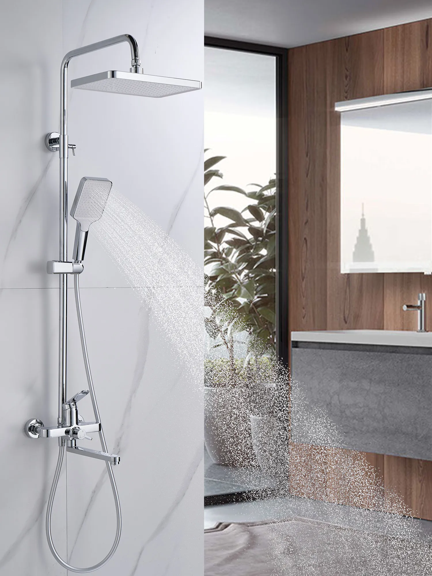 Душевая система Shevanik S4556, хром