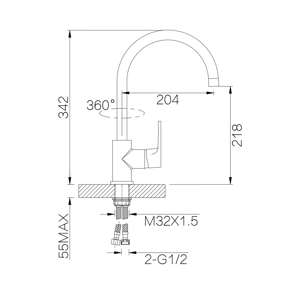 Смеситель для кухни D-Lin D155377-C, белый
