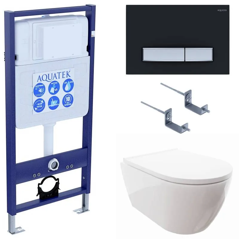 SET AQUATEK ПОЛАРИС (рама AQUATEK Standard INS-0000012+унитаз ПОЛАРИС AQ0700-00 с тонким сиденьем soft-close+ крепеж KKI-0000002 +панель KDI-0000026)