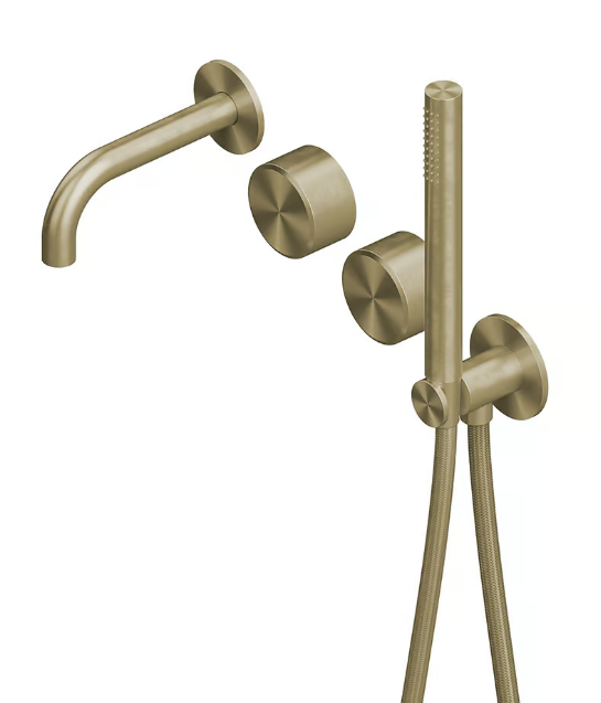 Смеситель для ванны и душа Quadro design Stereo, золото светлое (16 69 OC)