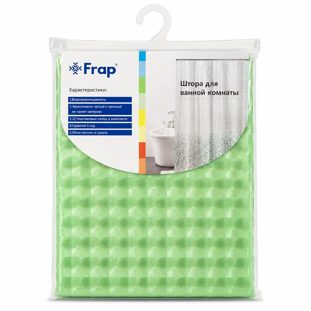 Штора для ванной FRAP F8753, зеленый