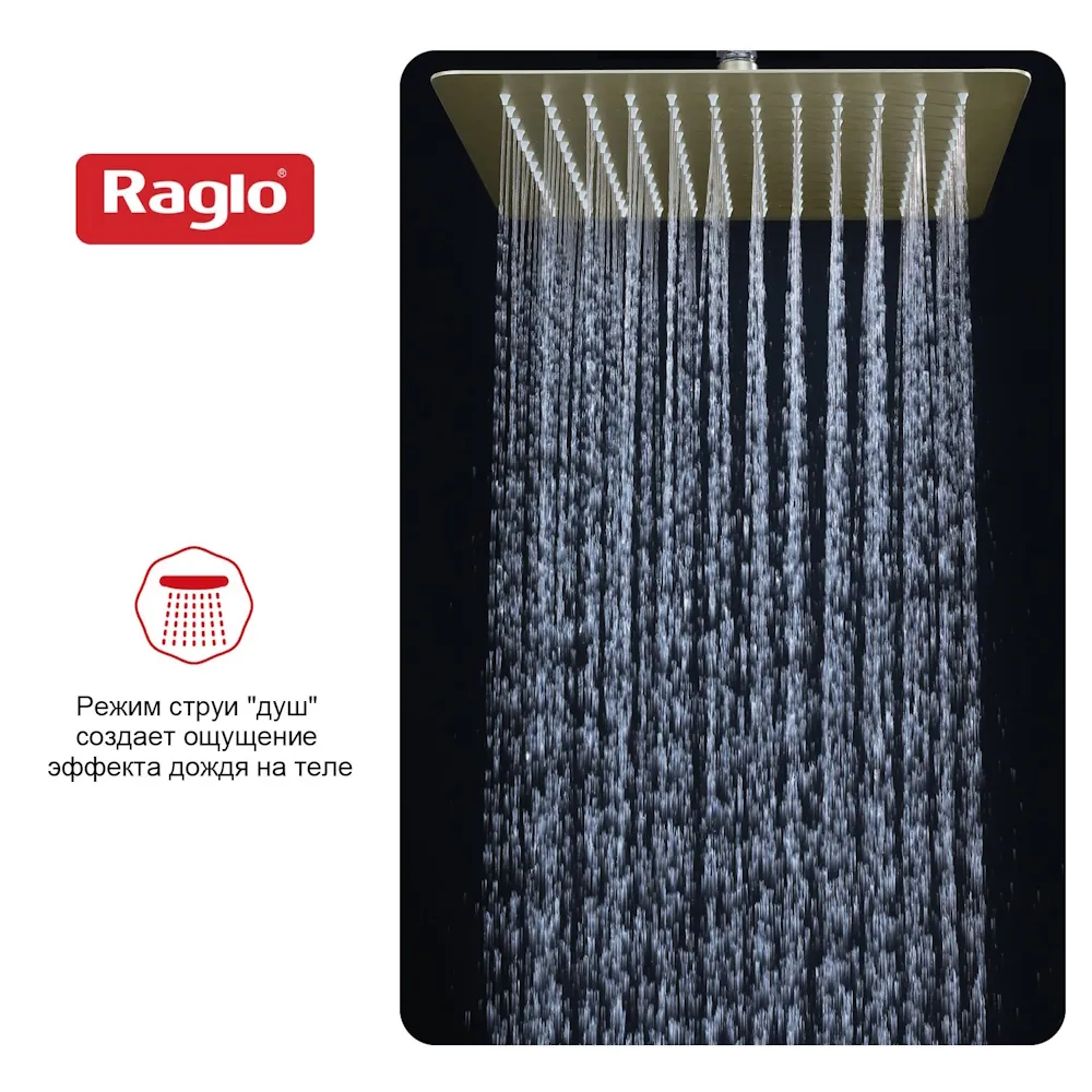 Тропический душ Raglo 300*300мм (нерж) сатин золотой (R451.55.03)
