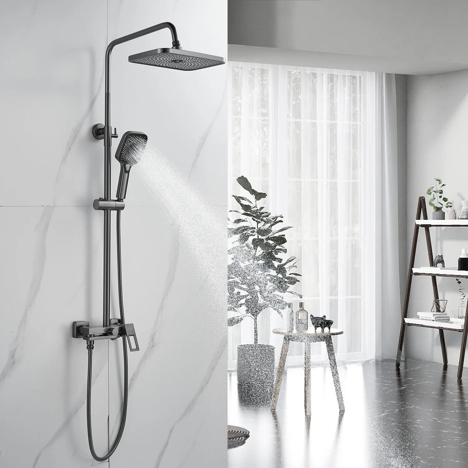 Душевая система Raffine F3696T, оружейная сталь