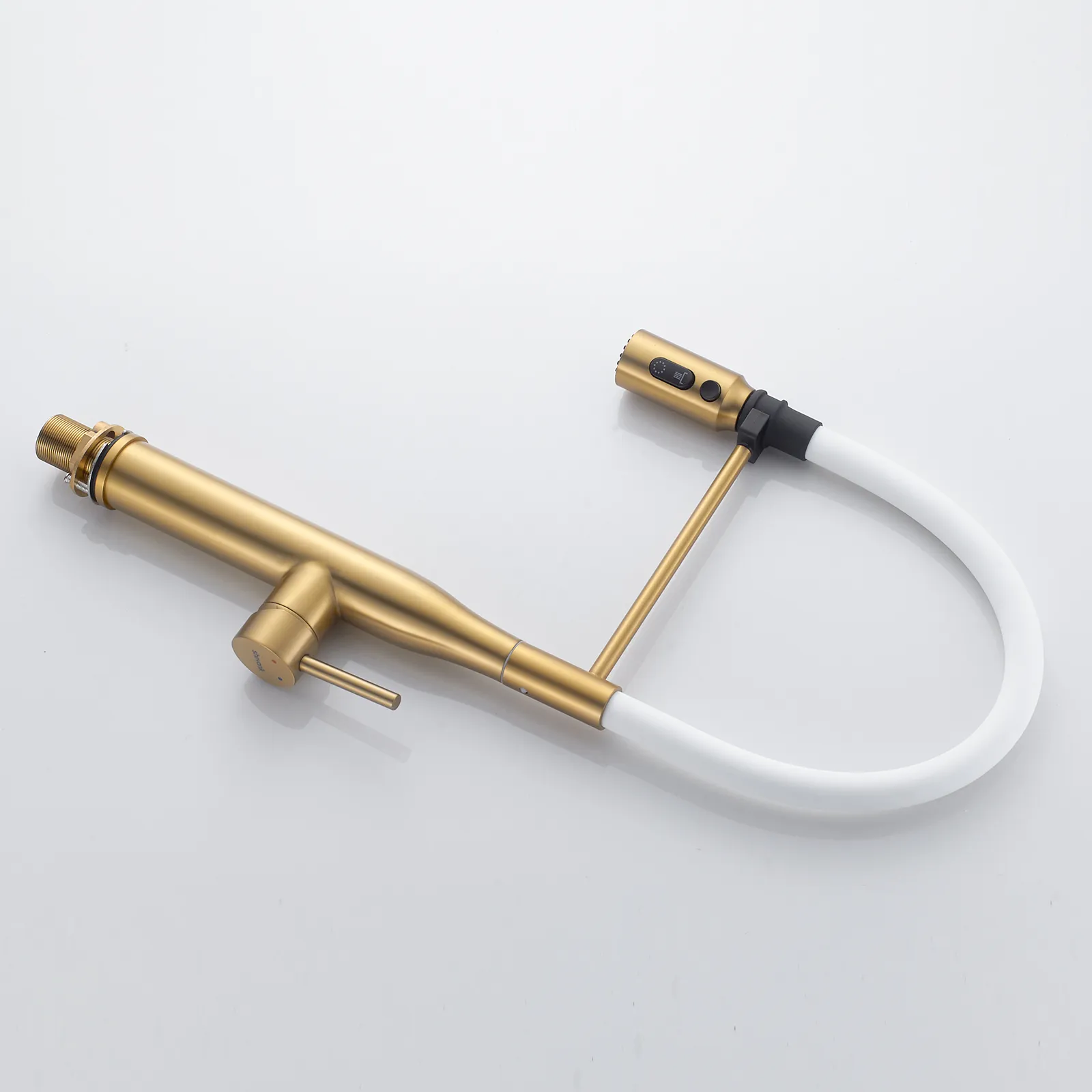 Смеситель для кухни с гибким изливом и режимом "душ" Shevanik S123G-1, золотой сатин