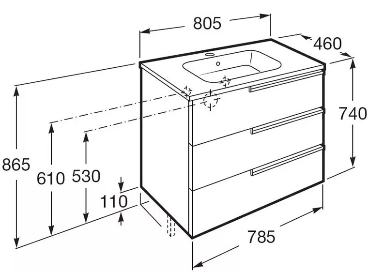 Тумба для ванной Roca Victoria Nord Ice Edition (ZRU9302835) (80 см) белый глянец