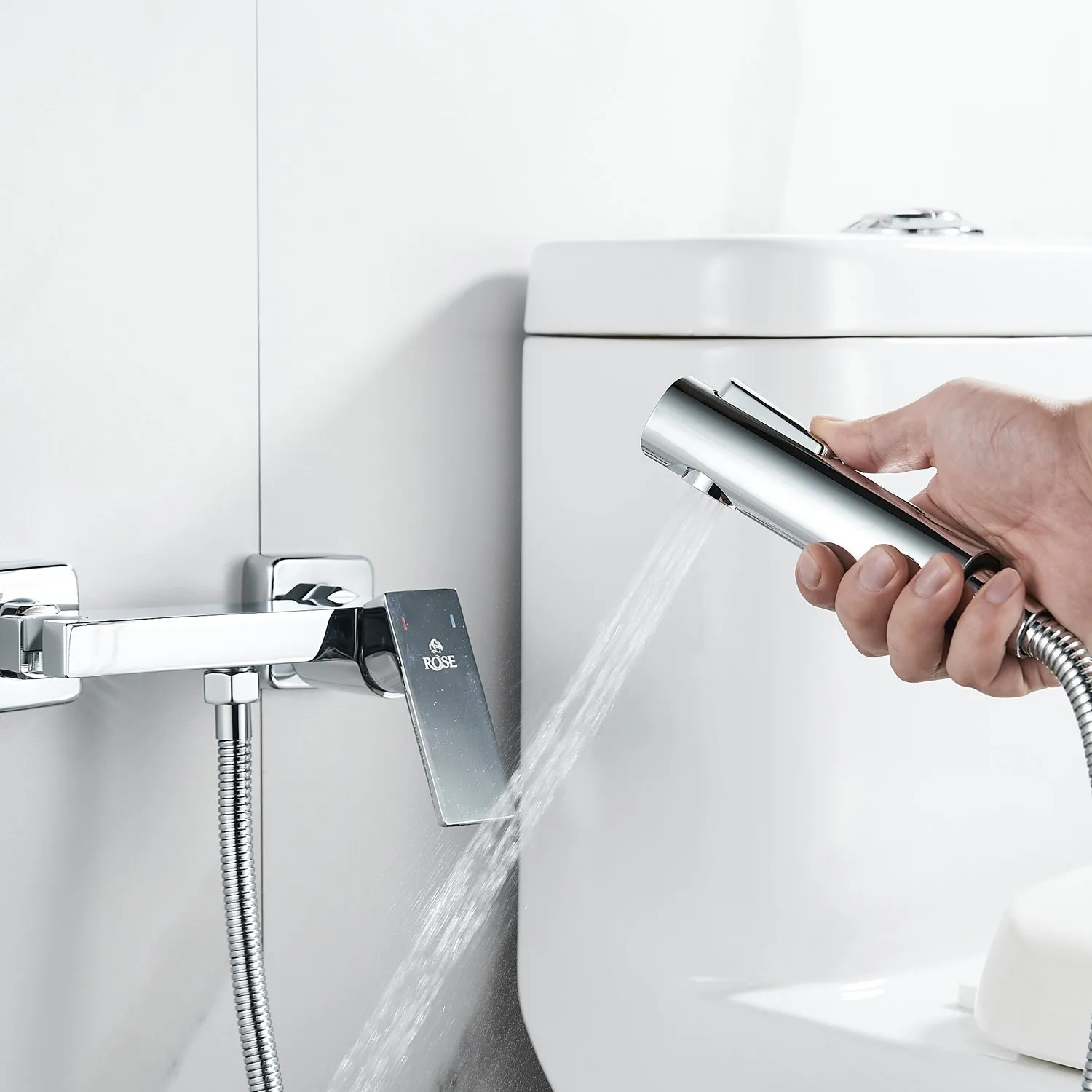 Гигиенический душ со смесителем Rose R1805-1, хром