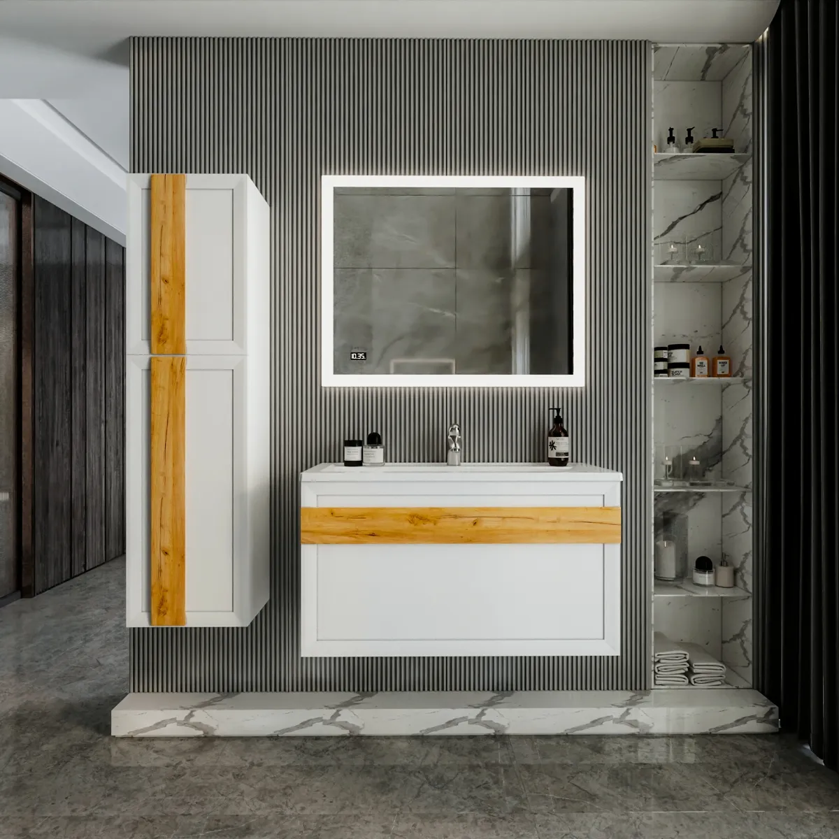 Тумба под раковину подвесная Бриклаер БЕРЛИН белый , 100 см