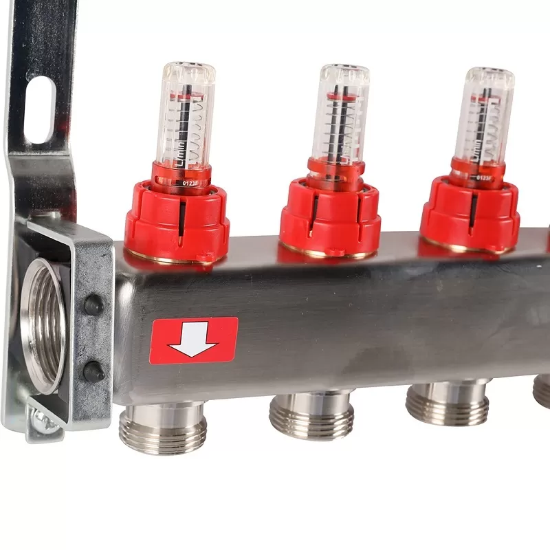 Коллектор Rommer 1"x3/4" на 10 контуров с расходомерами (нерж. сталь) (RMS-1200-000010)